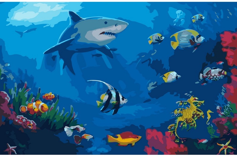 Картина по номерах Риби під водою Strateg розміром 40х50 см (GS388)