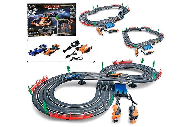 Трек A51-2A (6шт) 280см/100-50-12см, д/к(на шнурі, пульт 2шт), 1:43, машина 2шт, від мережі, 220V, в