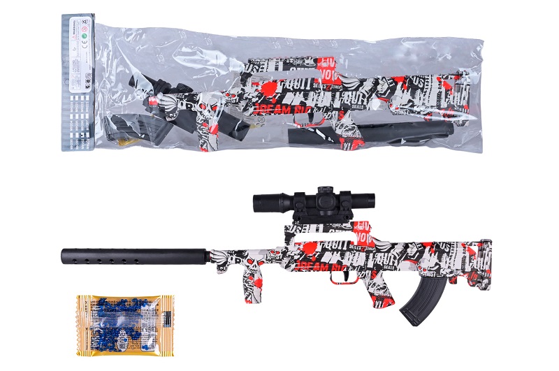 Автомат арт. MH202B (72шт/2)   стріляє гелевими пулями, мішень, приціл,  пакет 25*56см