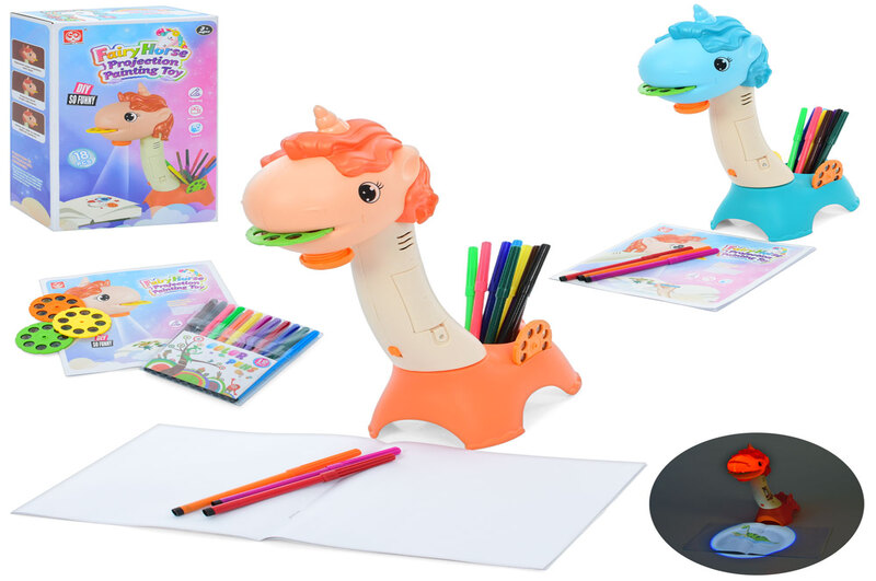 Проектор SE-119 (16шт) для малювання,18 предметів,єдиноріг,слайди,маркери,світло,музика,2 кольори,на