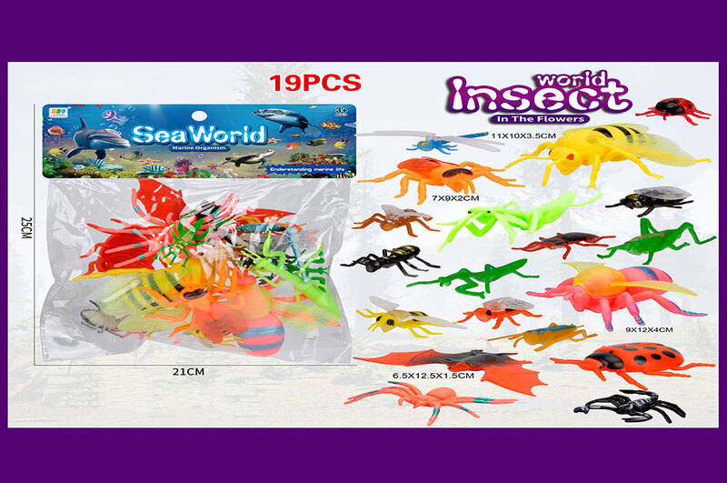 Тварини арт. 559-323A (144шт/2) комахи, 19 шт. пакет 21*25см