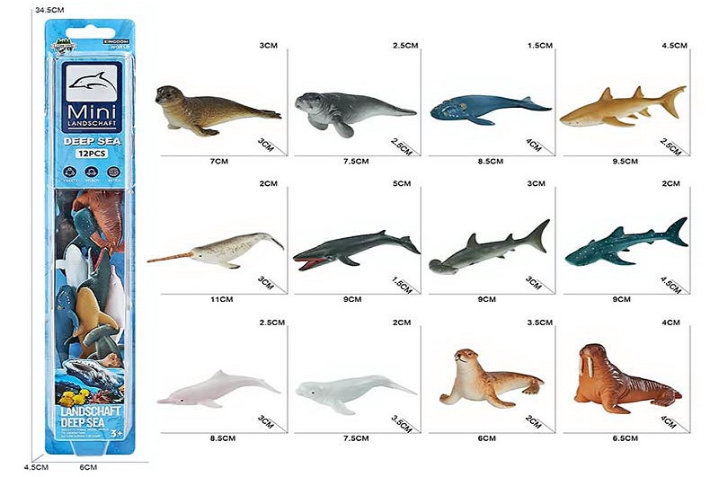 Тварини арт.E095-6 (100шт) морськи, 12 шт, тубус 34,5*6*5см