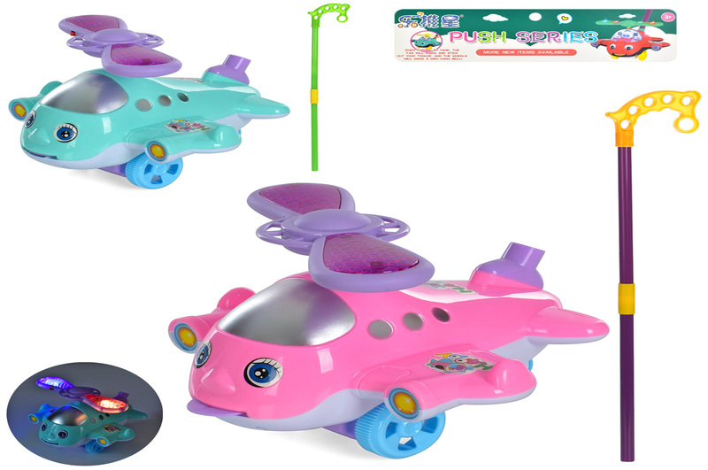 Каталка 198-12A (48шт) на палиці 47см, вертоліт 19см, звук, світло, оберт. гвинт, 2 види, в кульку,