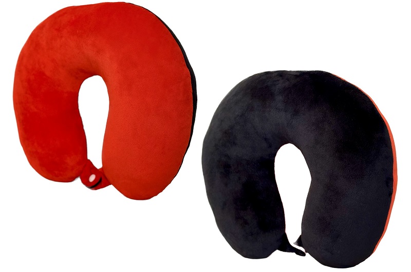 Подушка дорожня чорно-червона  В400