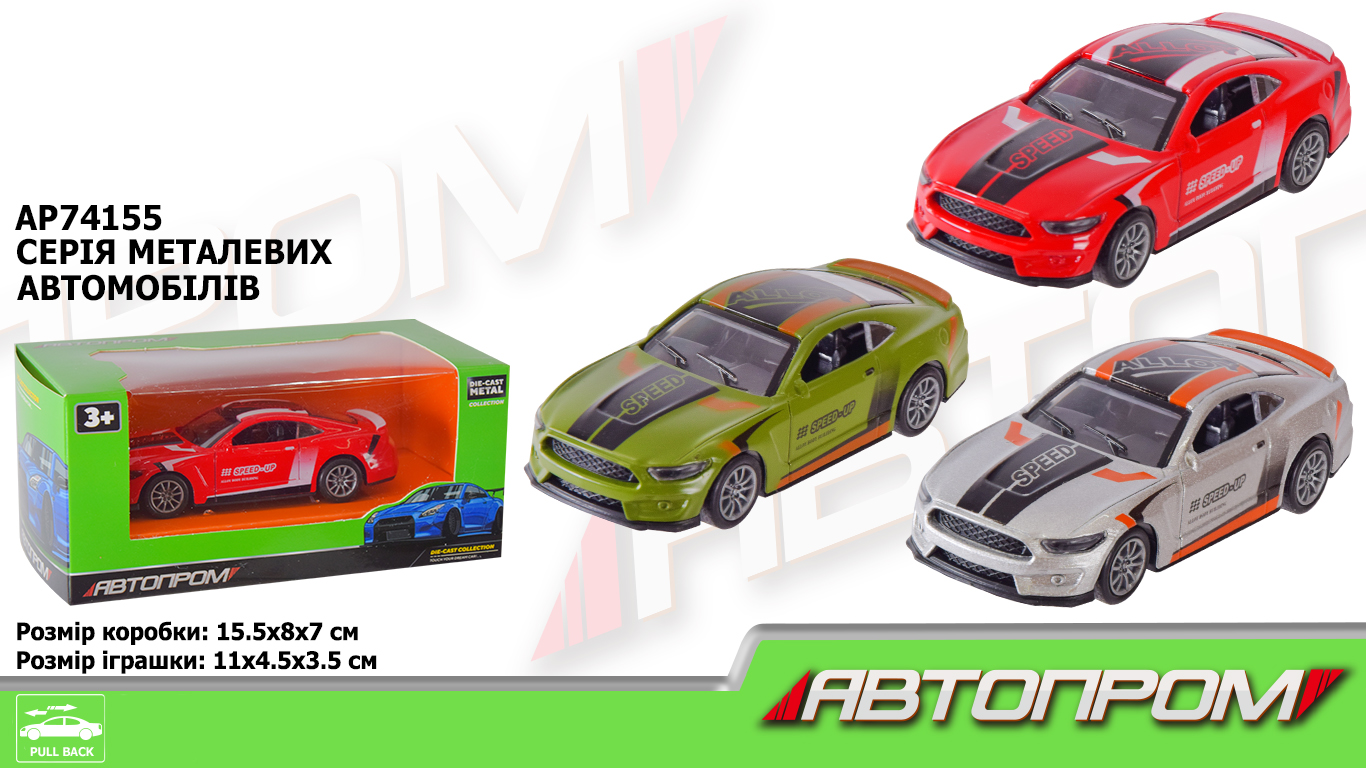 Машина мет. АВТОПРОМ арт.  AP74155 (96шт/2) 1:36, 3 кольори, короб.15*8*7см