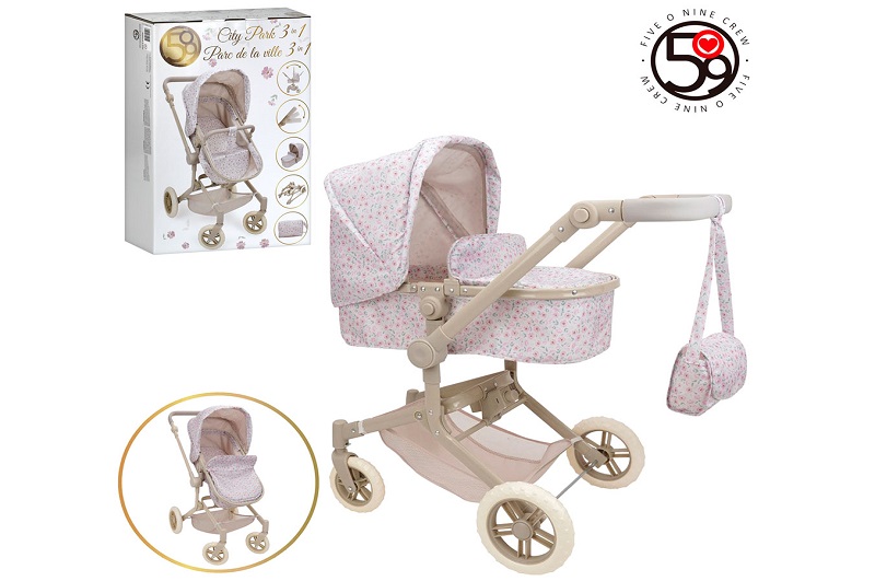 Коляска T742056 (4шт) для ляльки, трансформер, 3в1, д73-ш42-в83см, люлька д57-ш29-в15см, регульована