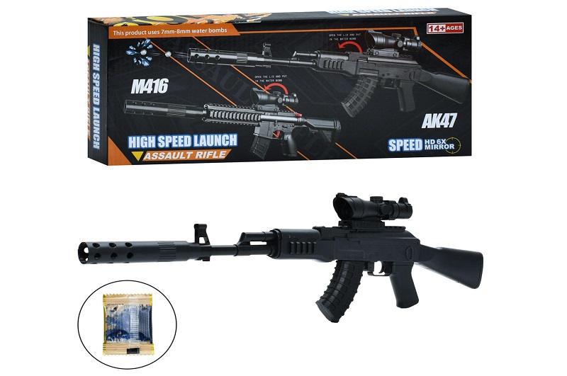 Автомат 9907 (36шт) 60см, стріляє водяними кулями, прицел, в кор-ці, 33,5-13,5-5см