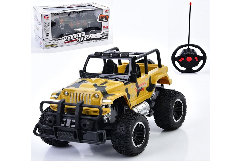 Джип 810-36 (24шт) р/к, 23см, 1:16, військовий, гумові колеса, 2 кольори, на бат-ці, в кор-ці, 29,5-