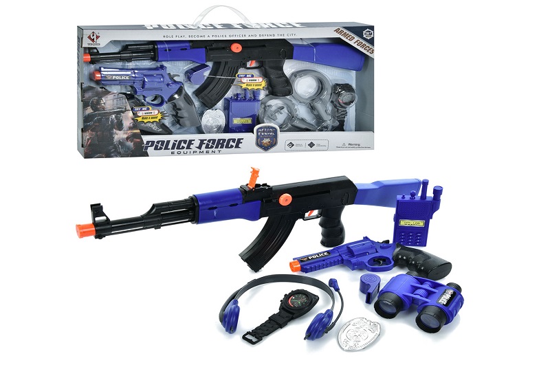 Набір поліцейського P016AB (36шт) автомат 52см,пістолет 19см,рація,тріскачка,2 види(наручн./бінокль)