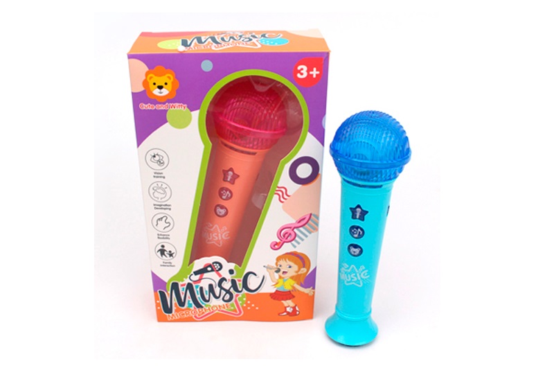 Мікрофон MT500 (54шт) 21см, муз, звуки тварин, світло, на бат-ці, в кор-ці, 14,5-25-7см