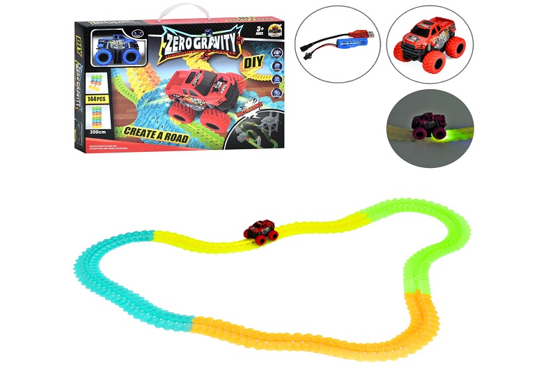 Трек GD-265A (8шт) світиться в темряві, 350 машинка, аккум, USB-зар, свет, ори, в корці, 41-27,5-7см