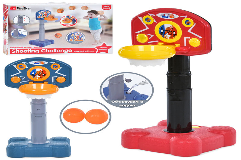 Гра 33860P (8шт) баскетбол, кільце на стійці, звук(англ), світло, м'яч 2шт 8см, 2 кольори, на бат-ці
