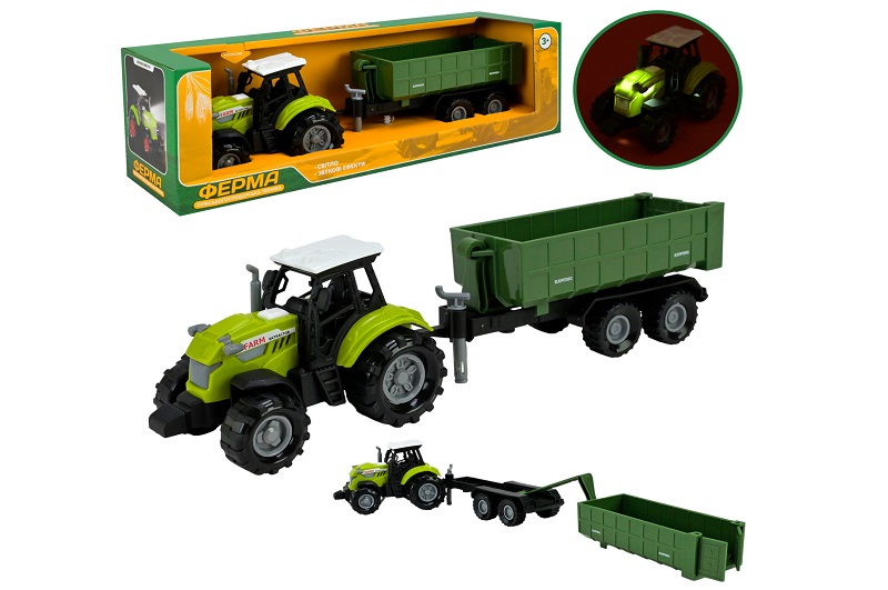 Трактор із причепом батар. арт. AP9928 (120шт/2)т,світло,звук,у короб.29*8*8,5см