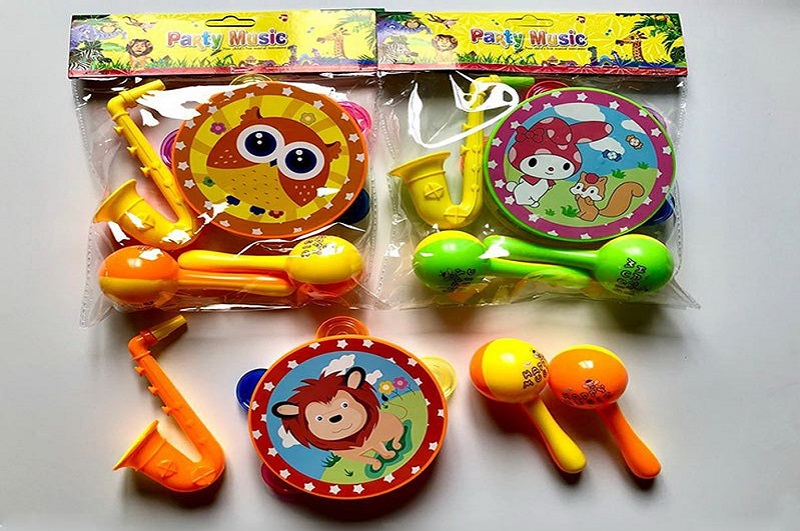 Музичні інструменти. арт. 2887-3 (180шт/2)3 види мікс, бубон, маракаси, саксофон,пакет 25*21*5см