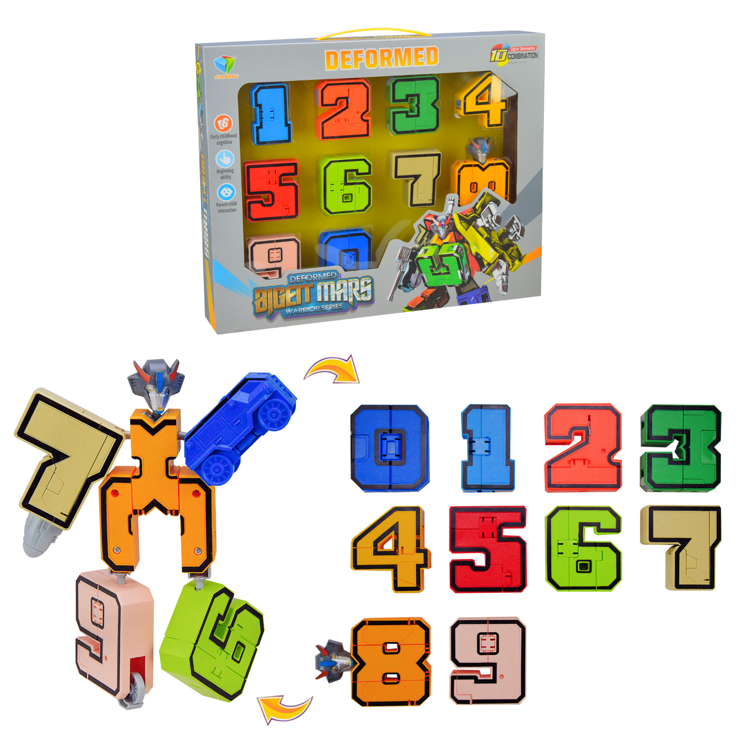 Набір трансформерів арт. 788-74Y (24шт) цифри, короб 35*28*5,5см