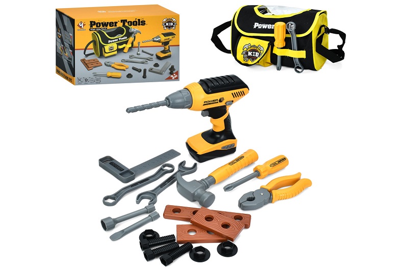 Набір iнструментів T013 (12шт) шуруповерт-світло,оберт.сверло, плоскогубці, викрутка, молоток, ключі