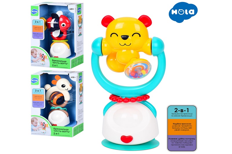 Брязкальце E7975 (18шт) на присоску, 3 види (ведмедик, риба, кролик), в кор-ці, 23-15.5-10.5см