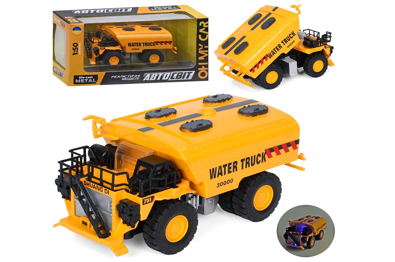 Бензовоз AS-2410 (24шт) АвтоСвіт, 1:50, метал, інерція, 15см, звук, світло, гумові колеса, бат(табл)