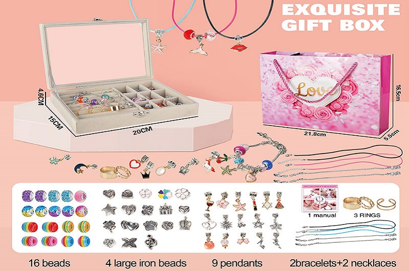 Прикраси арт. 762-38 (36шт/2)   типу Пандора, у скрині короб. 15*4,6*20см