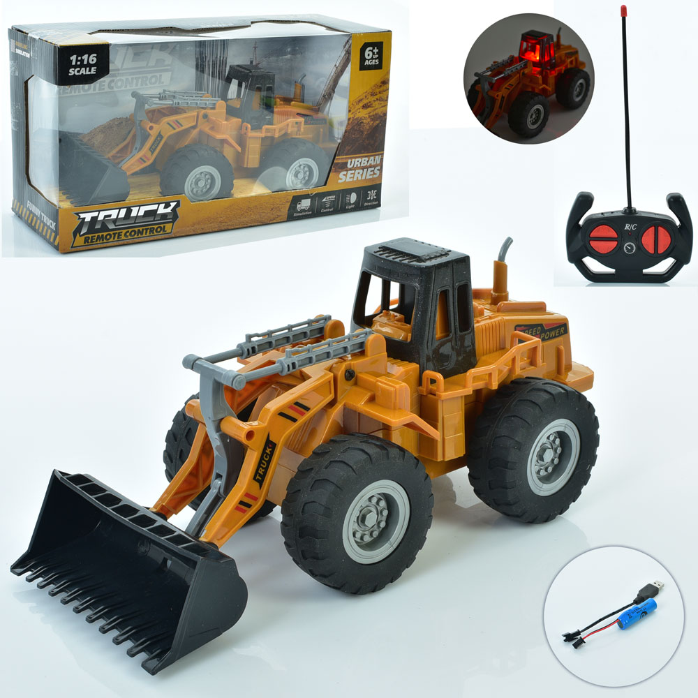 Будтехнiка 26968-7A (12шт) р/к, акум, бульдозер, 25,5см, 1:16, світло, рухливі деталі,гумові колеса,