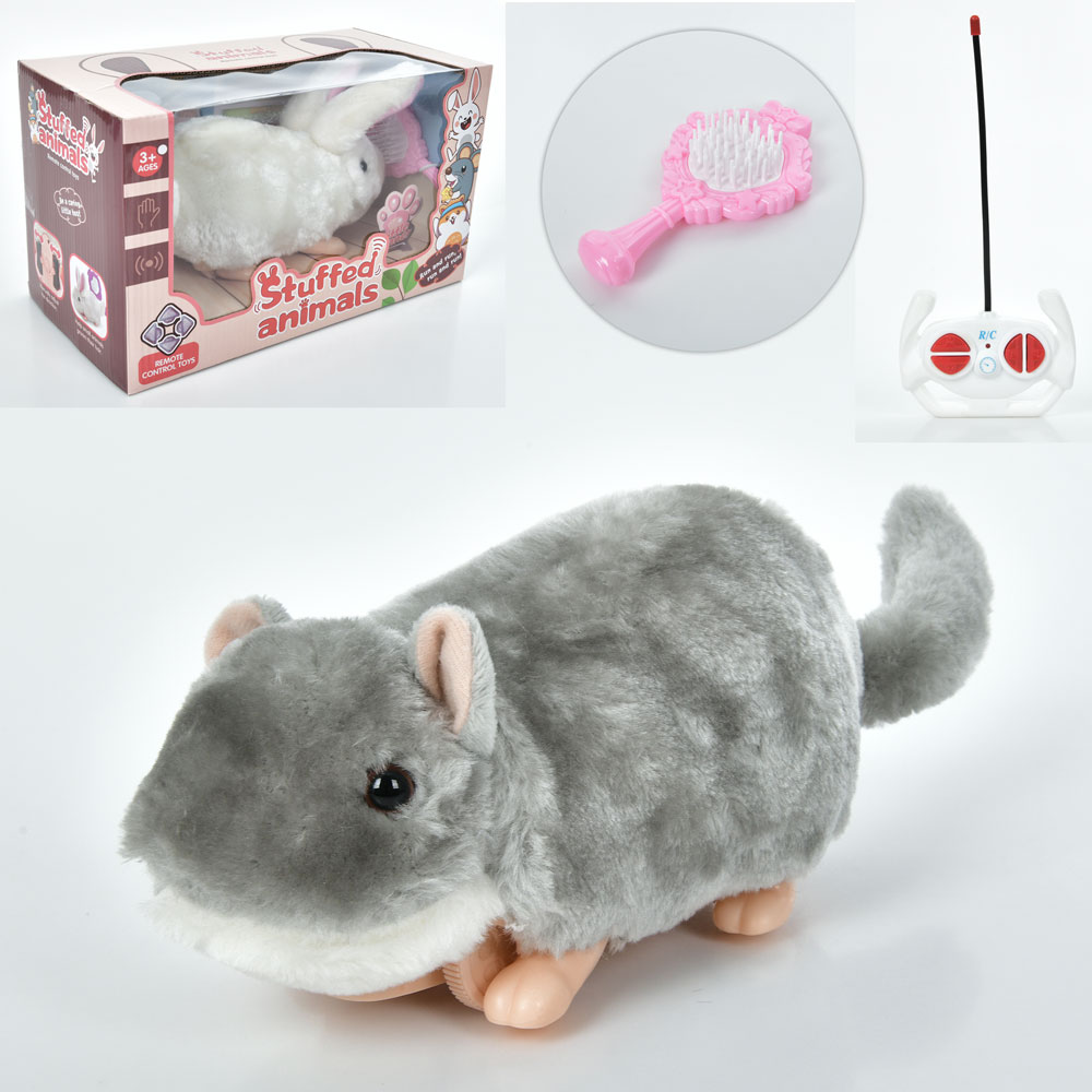 Тварина 8858-8068 (18шт) р/к, 21см, їздить, плюш, гребінець, 2види(кролик, шиншила), на бат-ці, в ко