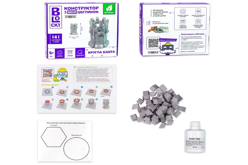 Будівельний набір для творчості з міні-цеглинок BLOCKY Кругла башта Strateg (31024)