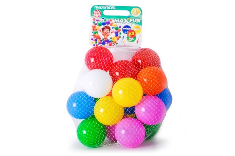 Набір кульок MaxFun 21 шт (арт.5501) діаметр 8 см. більше м'яких кульок більше кольорів, ТМ Максиму"
