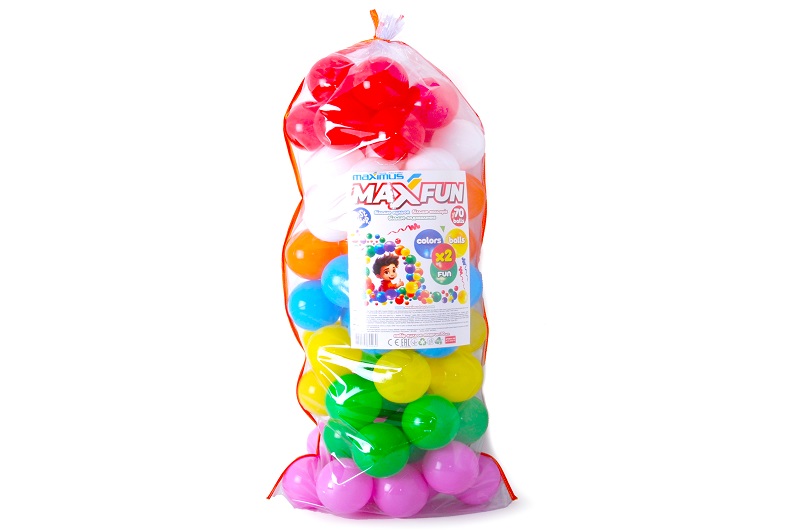 Набір кульок MaxFun 70 шт (арт.5503) діаметр 8 см., більше м'яких кульок більше кольорів, ТМ Максим"