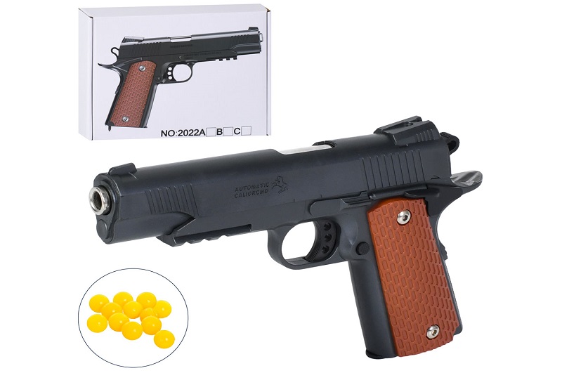 Пістолет 2022A (24шт) 22,5см, пластикові кулі, в кор-ці, 25-19-4см