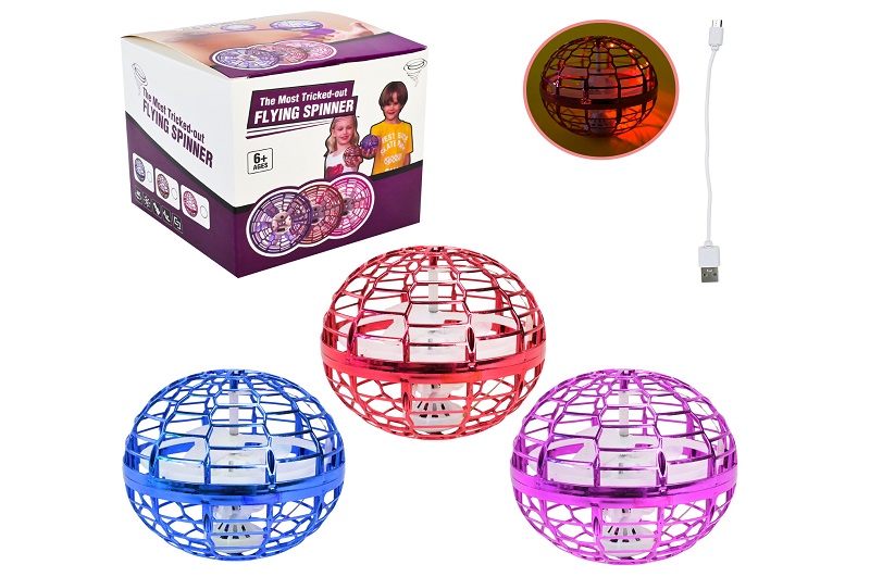 Запускачка арт. 858A (60шт/2) Літаюча куля-бумеранг, 3 кольори, LED підсвічування, USB-зярядний прис
