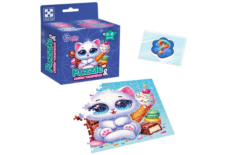 Гра розвиваюча пазли із сюрпризом Біле кошенятко" VT8030-03 (укр)"