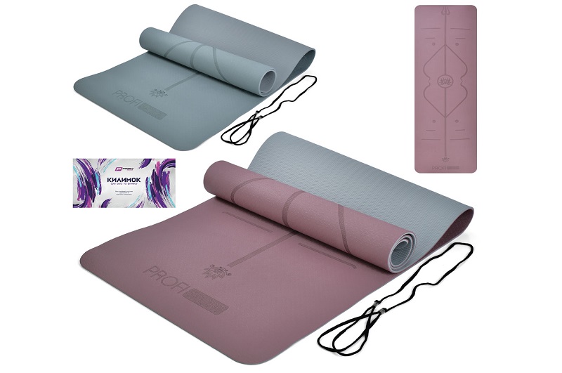 Йогамат MS 0613-29 (12шт) для йоги/фітнесу, TPE, 183-61см, 6мм, двокольоровий, 2 кольори, у пакеті,