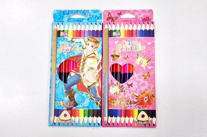 Олівці кольорові двосторонні Рожеві Метелики Yalong YL83013-24кол.(12)