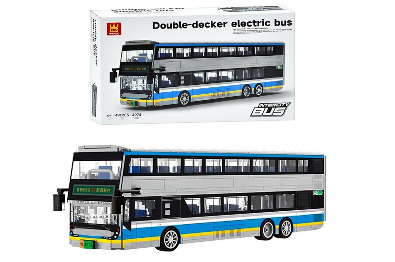 Конструктор 4974 (8шт) міська серія, автобус, двоповерховий, 32,8см, 491дет, в кор-ці, 40-25-8,5см