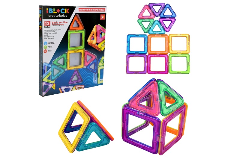 Магнітний конструктор арт. PL-925-03/04 (96шт/2)   12дет., 2вида, короб. 21,3*2,2*28см