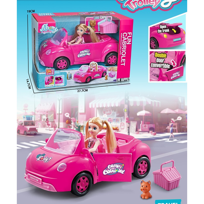 Лялька 9045-2 (18шт) 13см, машина (26см, відчиняються двері та багажник), собачка, переноска, в кор-