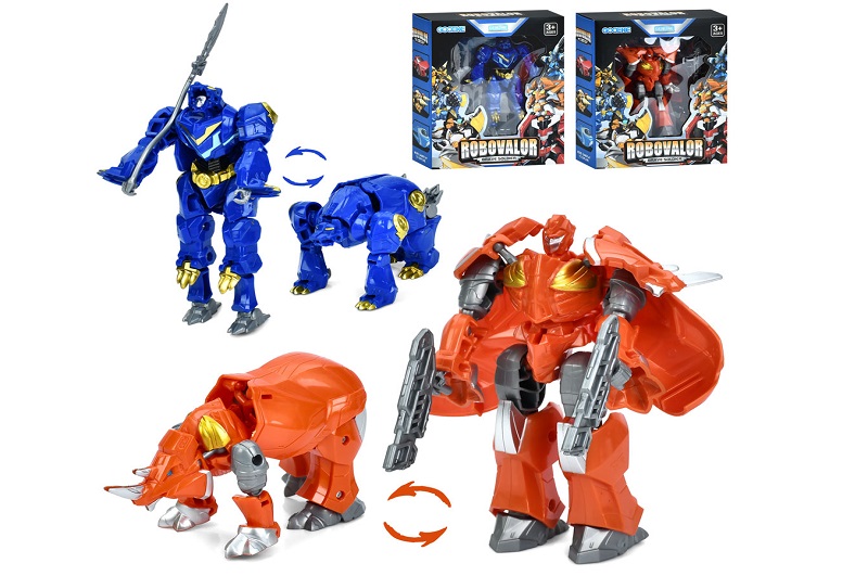 Трансформер K-188-4-5 (48шт) робот13см+тварина, зброя, 2 види, в кор-ці, 17,5-21-7см