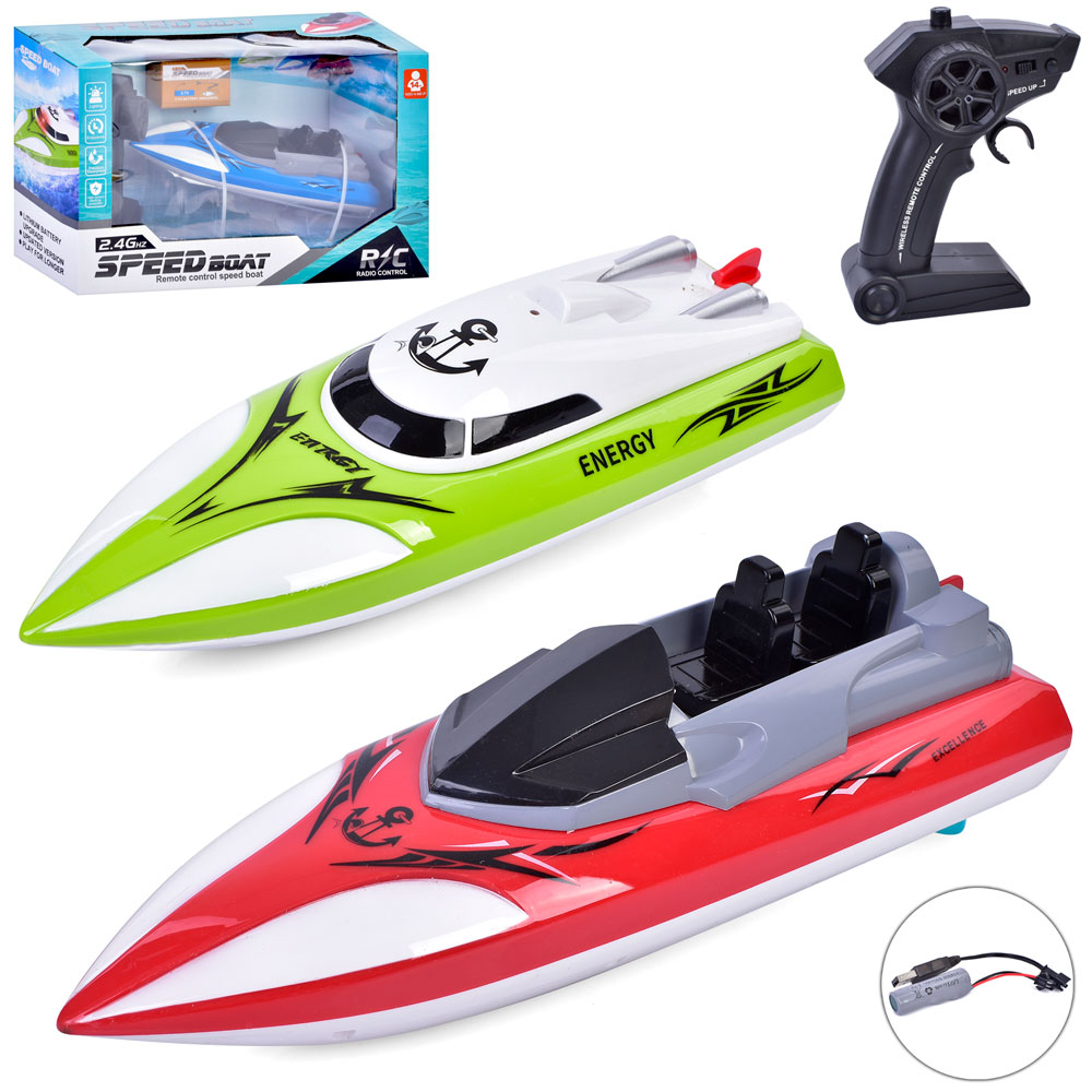 Катер 658-42-45 (14шт) р/к 2,4G, акум, 28см, світло,USBзарядне, 2 види, в кор-ці, 37-22,5-12,5см