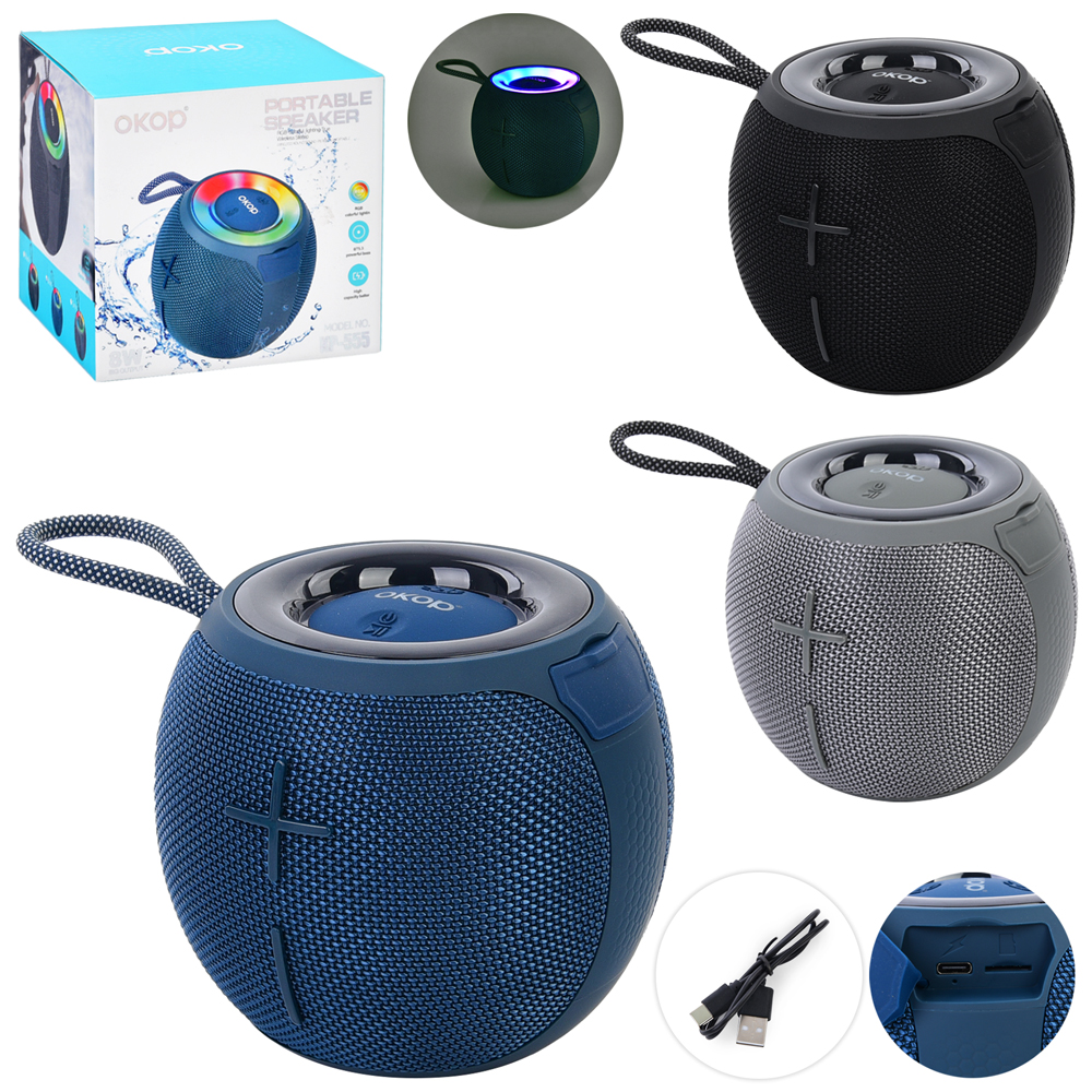 Колонка FG231107023D (18шт) 13,5-13,5-12см, акум, 1200mA, 8W, TFслот, Bluetooth, USBзарядне, FM, сві