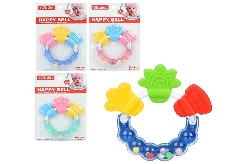 Брязкальце SD-33-4-5-6 (320шт) 9,5см, прорізувач, 4 кольори, в слюді, 10,5-16-2,5см